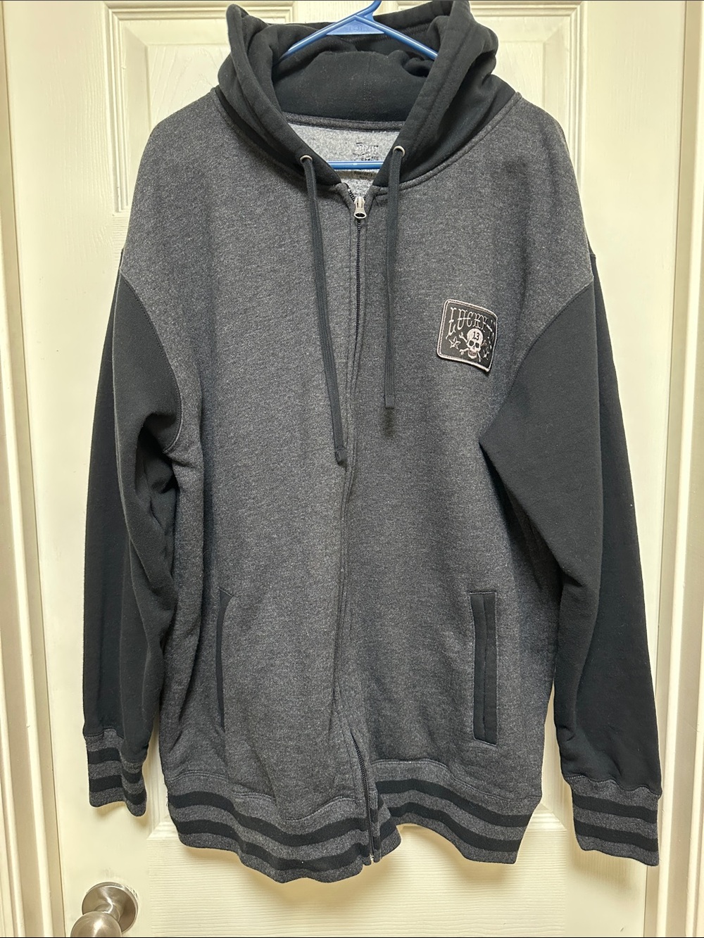 Men's Zip-Up Hoodie Sweatshirt - Dark Gray/Black